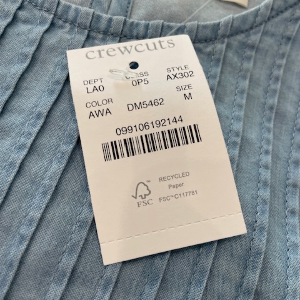 Crewcuts Chambray Smocked and Ruffled Top, Size Medium, NWT. - Picture 3 of 6